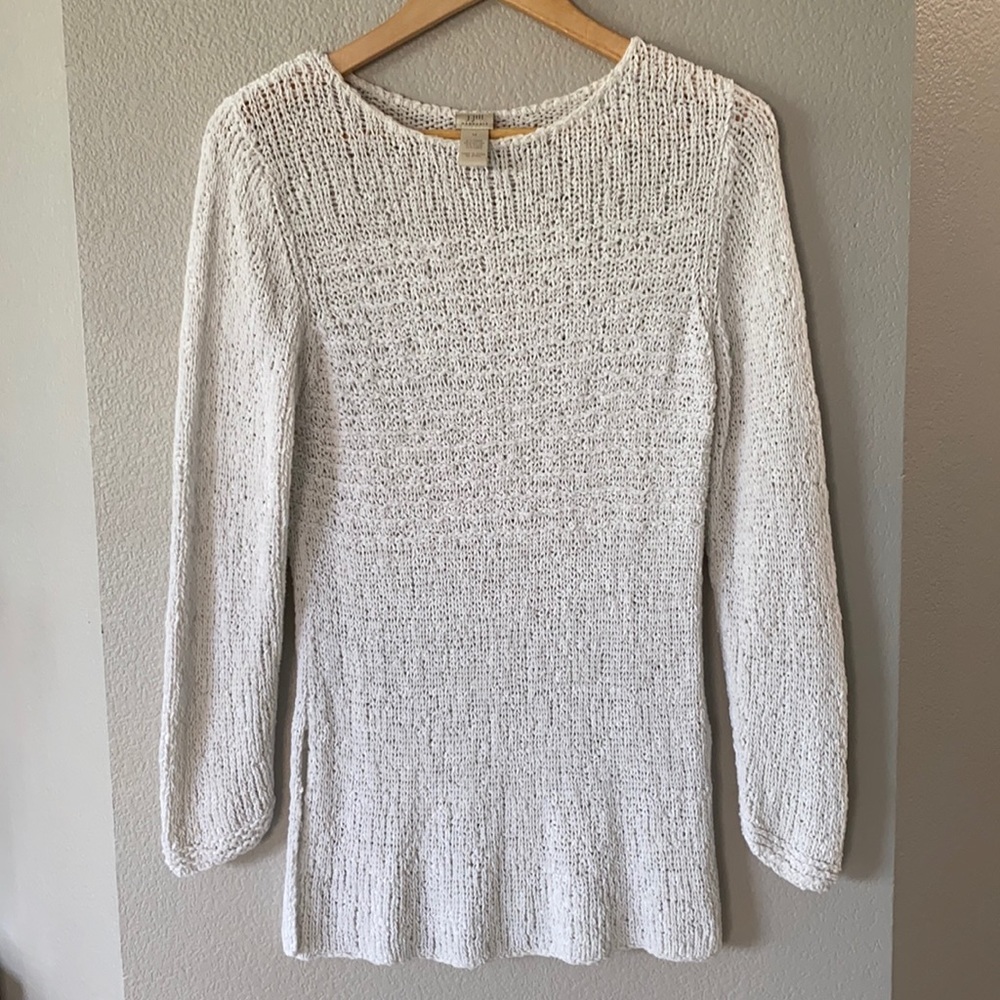 J.Jill white hand knit sweater